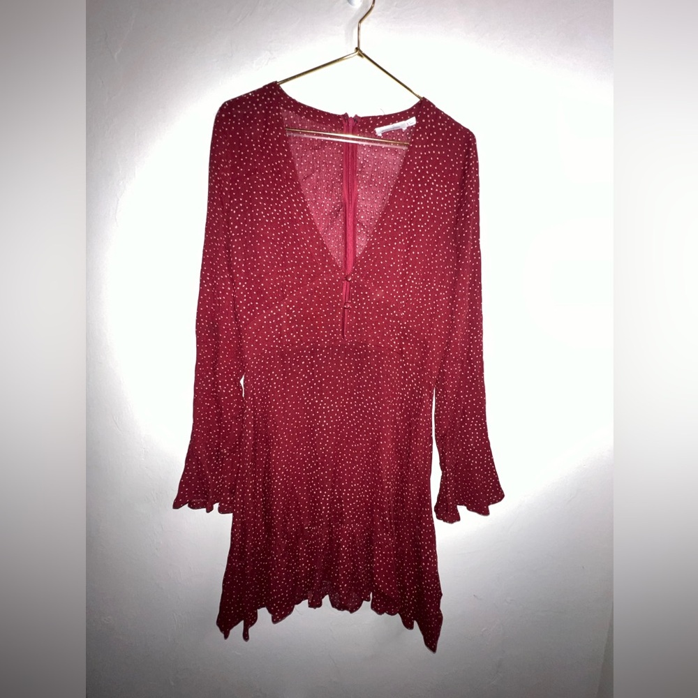 Skylar + Madison Red Polka‎ Dot V-Neck Long Sleeve Dress